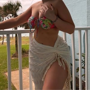 SHEIN Patchwork Bikini Set with Boho Side Knot Skirt Coverup